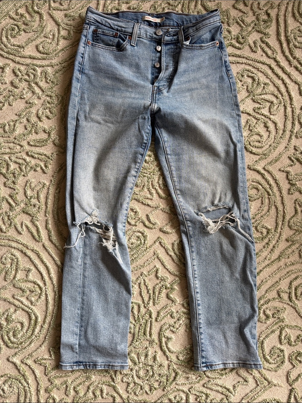 Levi's Light Blue Distressed Straight-Leg Jeans